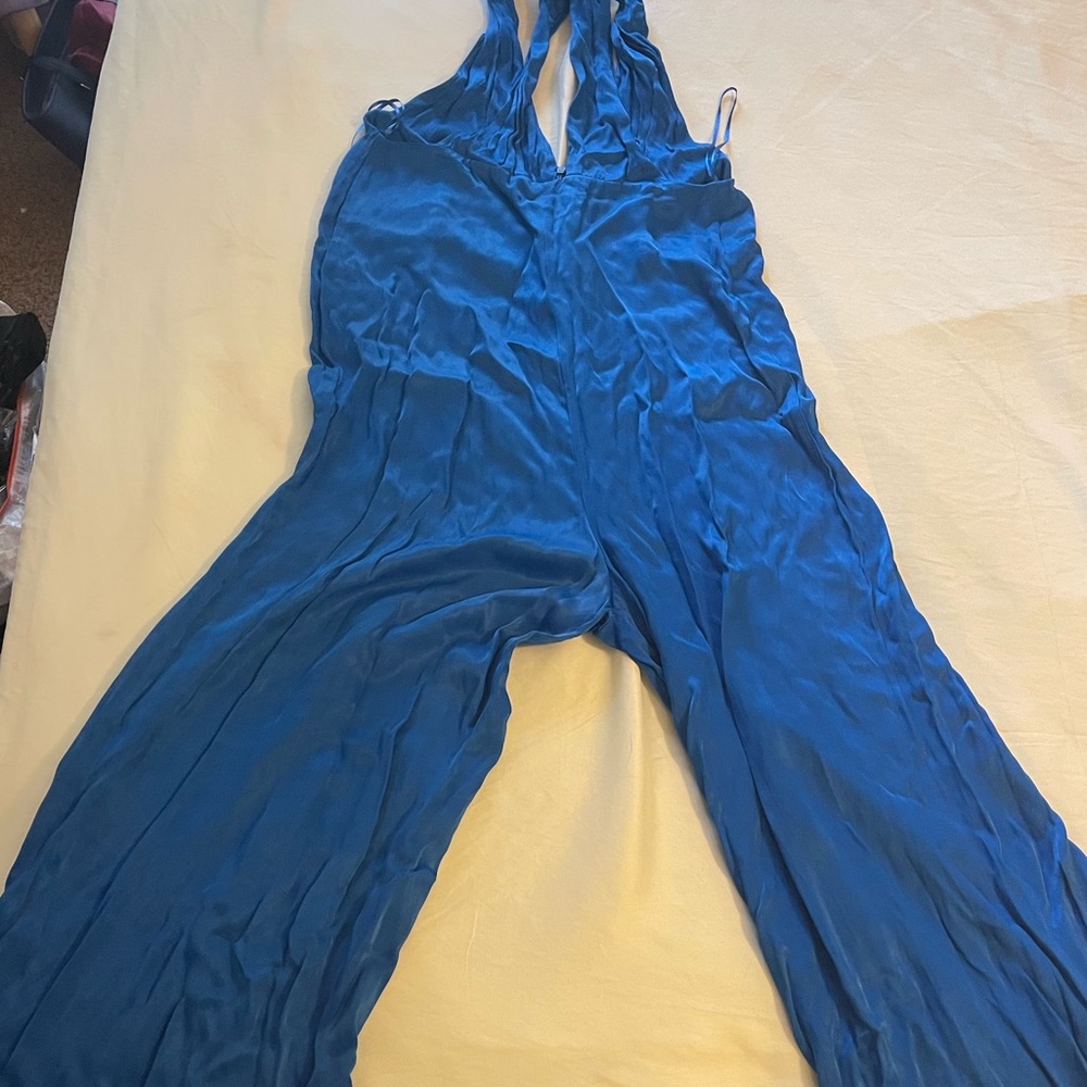 Never been used - silk blue halter pants suit.